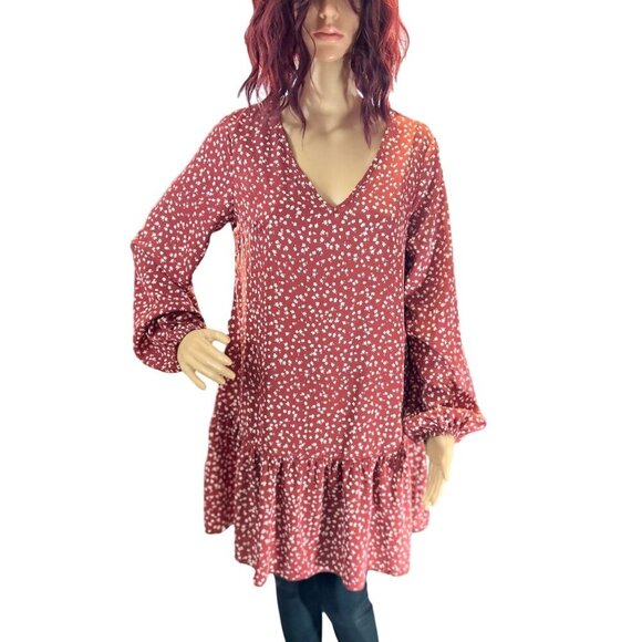 (5 for $25) ePretty Lantern Sleeve Ruffle Tunic Dress size small NWT - Picture 1 of 6